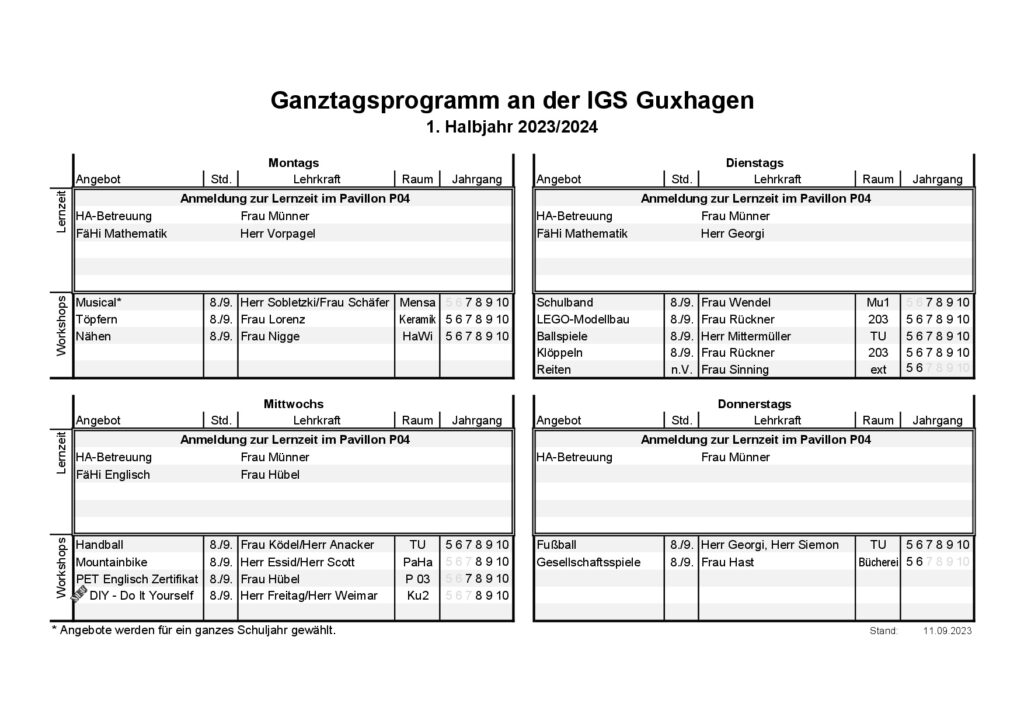 Planung Ganztag 2023-24