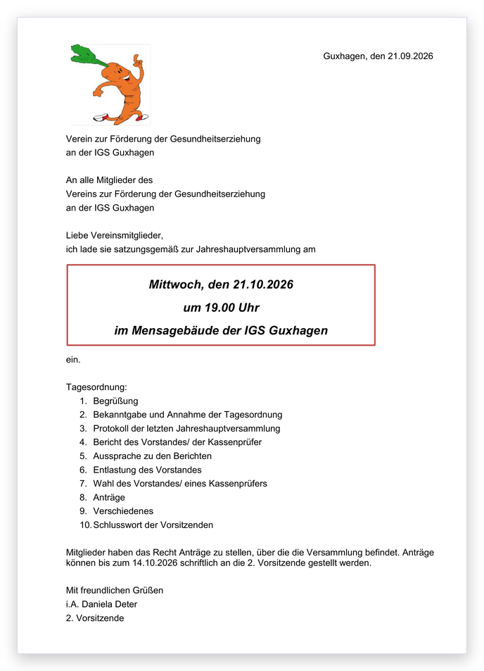 Vorschau: Einladung zur Jahreshauptversammlung (PDF)